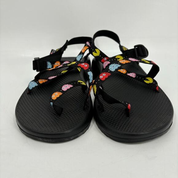 Chaco Z Men's Toe Loop Sandals Pac-Man Scaredy Ghost Black Size 12 - Picture 7 of 9